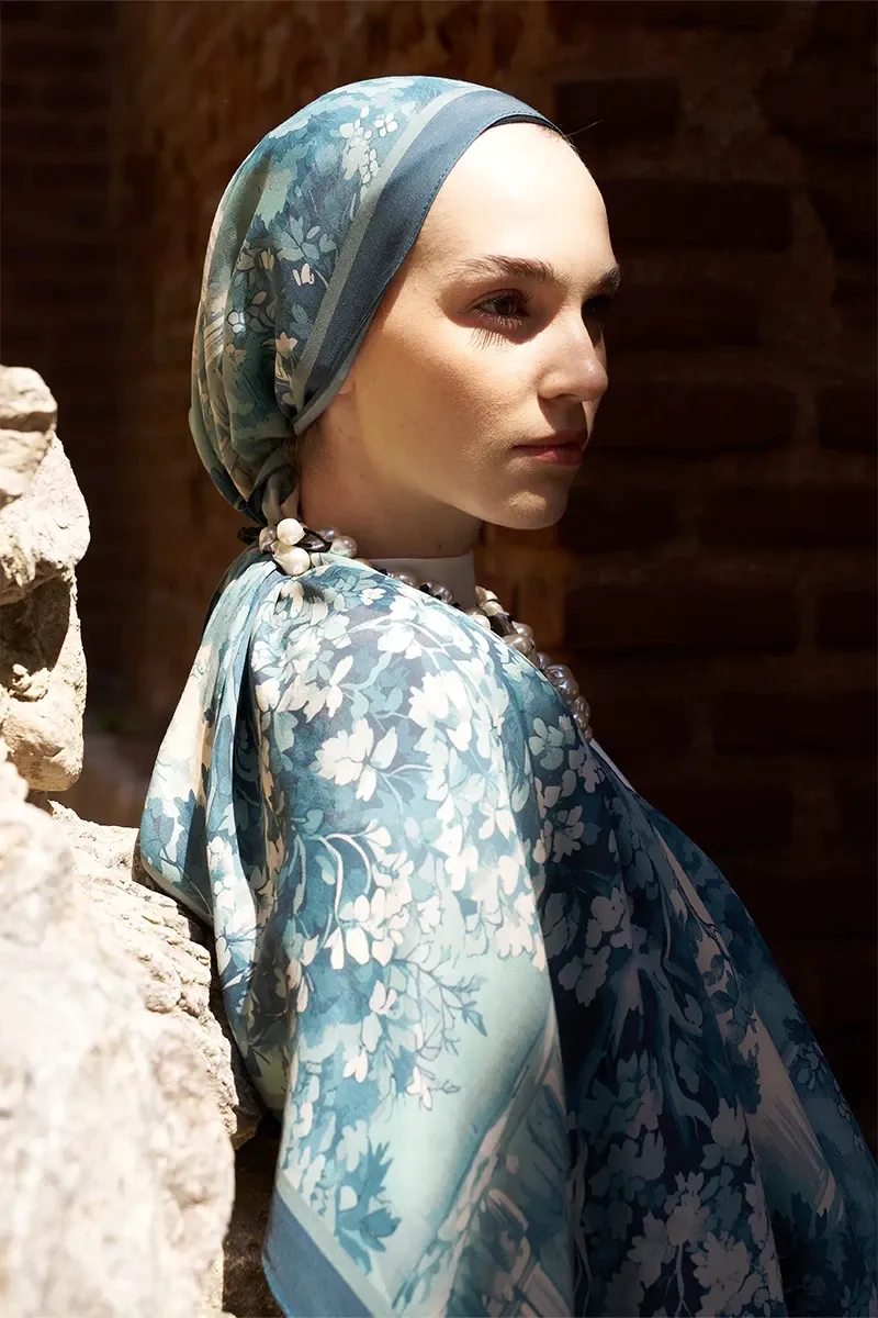 ED Scarf / Sunrise Collection / bahar desen / mavi