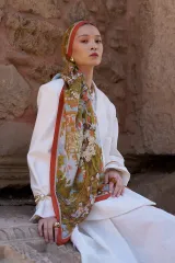 ED scarf /Sunrise Bahar Desen Şal - Turuncu