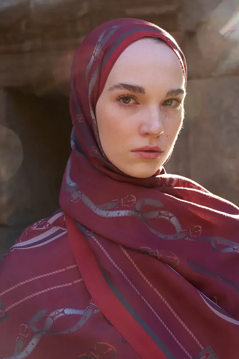 ED scarf /Sunrise Barok Desen Şal - Bordo