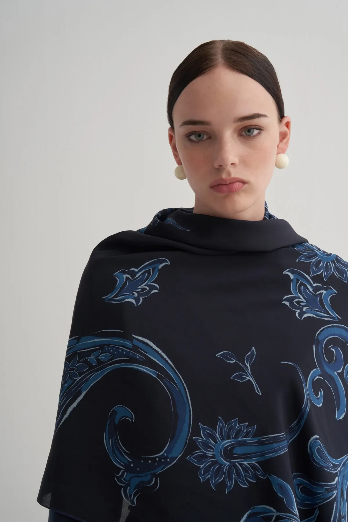 morenosilk Navy Blue Bloom