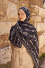 ED scarf /Sunrise Barok Desen Şal -lacivert