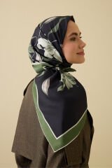 İmannoor Zambak İpek Eşarp SİYAH-YEŞİL