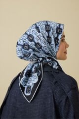 mannoor Girdap İpek Eşarp MAVİ - BLUE