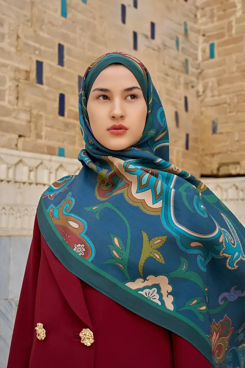 ED scarf /Bramble Floş Viskon Şal - Petrol