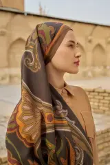 ED scarf /Bramble Floş Viskon Şal - Kahverengi