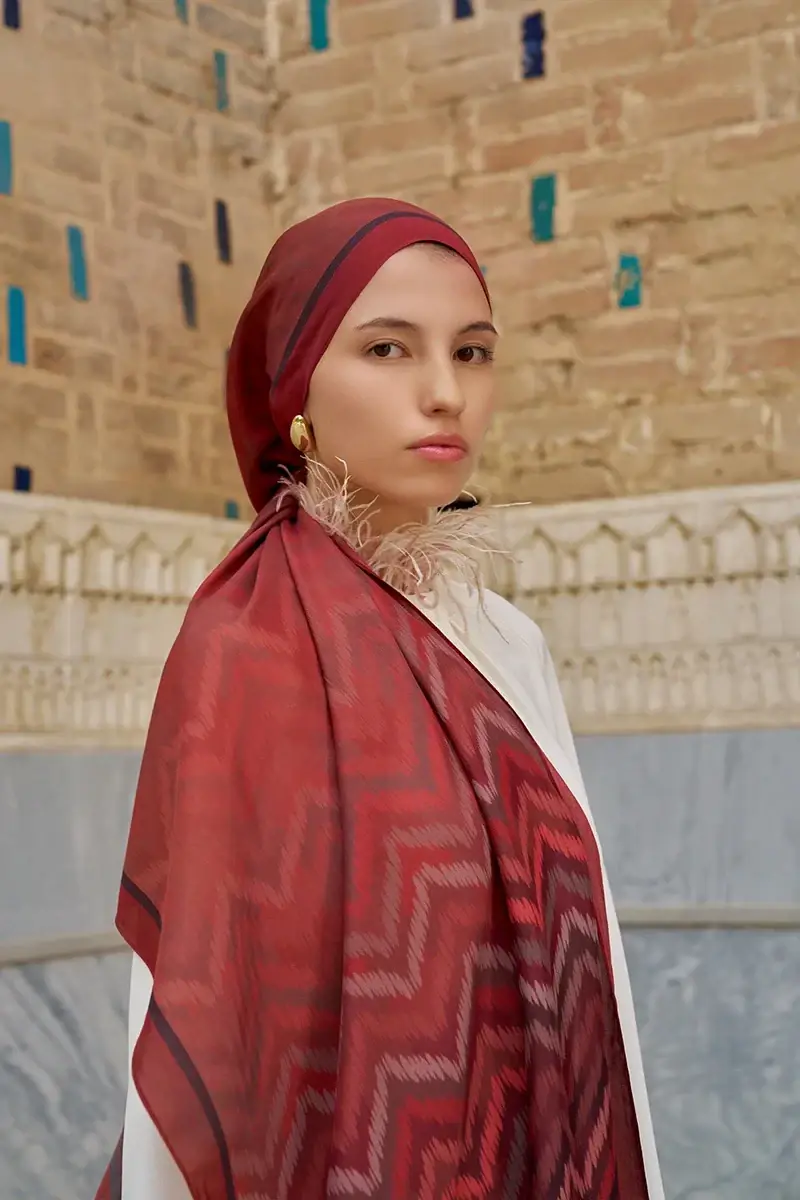 ED scarf /Velisse Floş Viskon Şal - Bordo