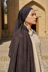ED scarf /Velisse Floş Viskon Şal - Acı Kahve