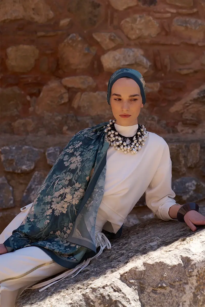 ED scarf /Sunrise Bahar Desen Şal - Mavi