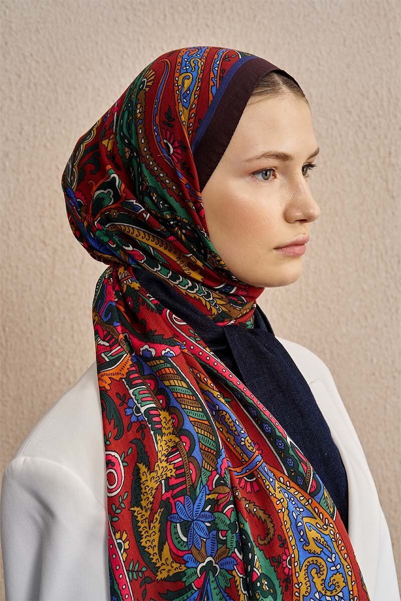 ED scarf /Pamuk İpek Diamora Şal - Kırmızı