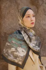 Sunrise Fırça Desen Şal - Yeşil