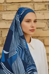 Hazel Floş Viskon Şal - Lacivert