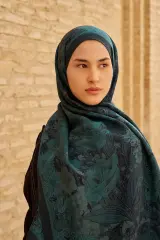 ED SCARF Rustle Floş Viskon Şal - Petrol