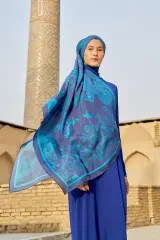 ED SCARF Bramble Floş Viskon Şal - Gece Mavisi