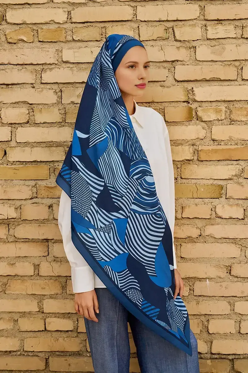 ED SCARF Hazel Floş Viskon Şal - Lacivert