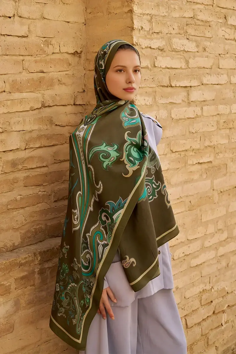 ED SCARF Bramble Floş Viskon Şal - Yeşil