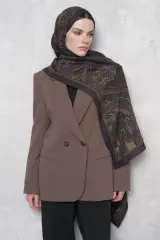 ED SCARF Floş Viskon Şal Riseon Desen - Acı Kahve