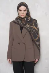 ED SCARF Floş Viskon Şal Sandle Desen - Acı Kahve