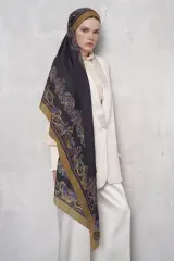 ED SCARF Floş Viskon Şal Sheer Desen - Yağ Yeşili