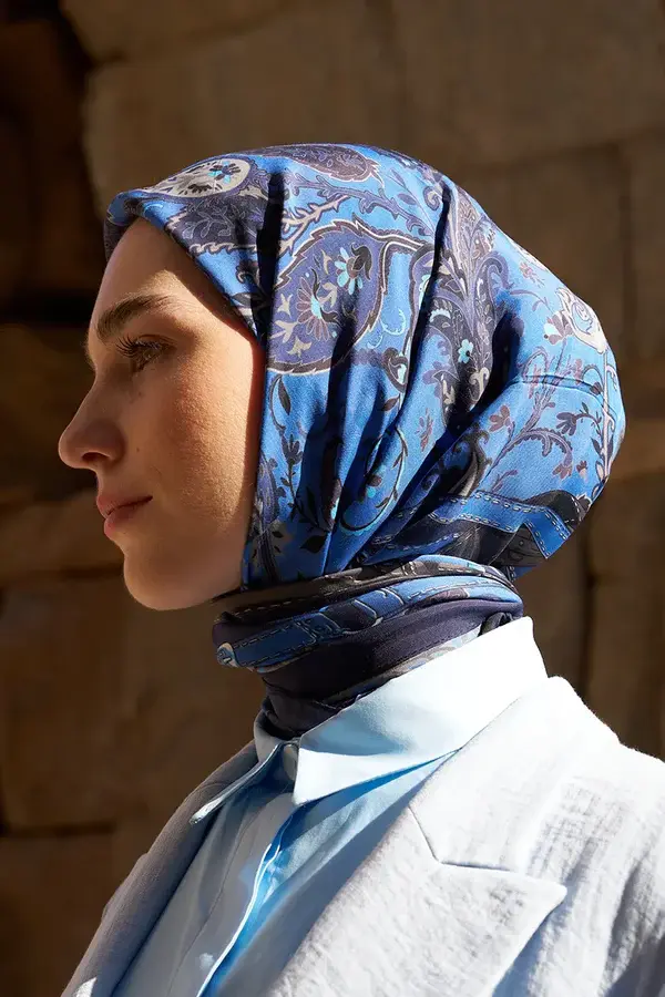 ED SCARF Glaze Mistral Desen Eşarp - Lacivert