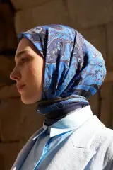 ED SCARF Glaze Mistral Desen Eşarp - Lacivert