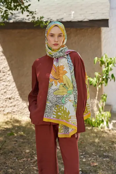 ED SCARF Inspired Fierra Desen Şal - Turuncu