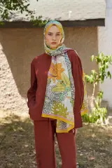 ED SCARF Inspired Fierra Desen Şal - Turuncu