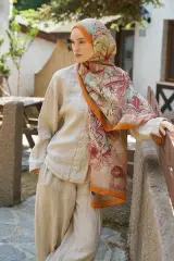 ED SCARF Inspired Marin Desen Şal - Turuncu İndirimli fiyat1,740.00TL