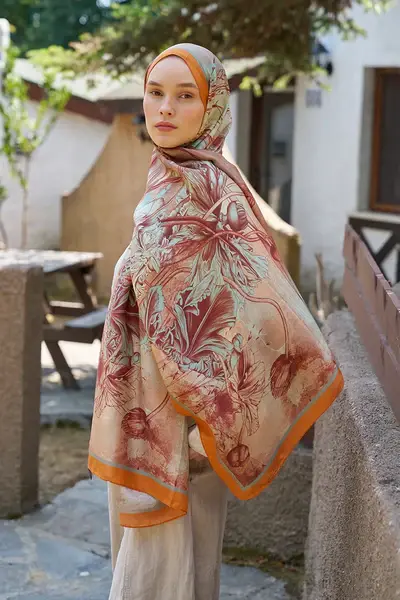 ED SCARF Inspired Marin Desen Şal - Turuncu İndirimli fiyat1,740.00TL