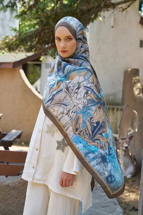ED SCARF Inspired Marin Desen Şal - Kahverengi